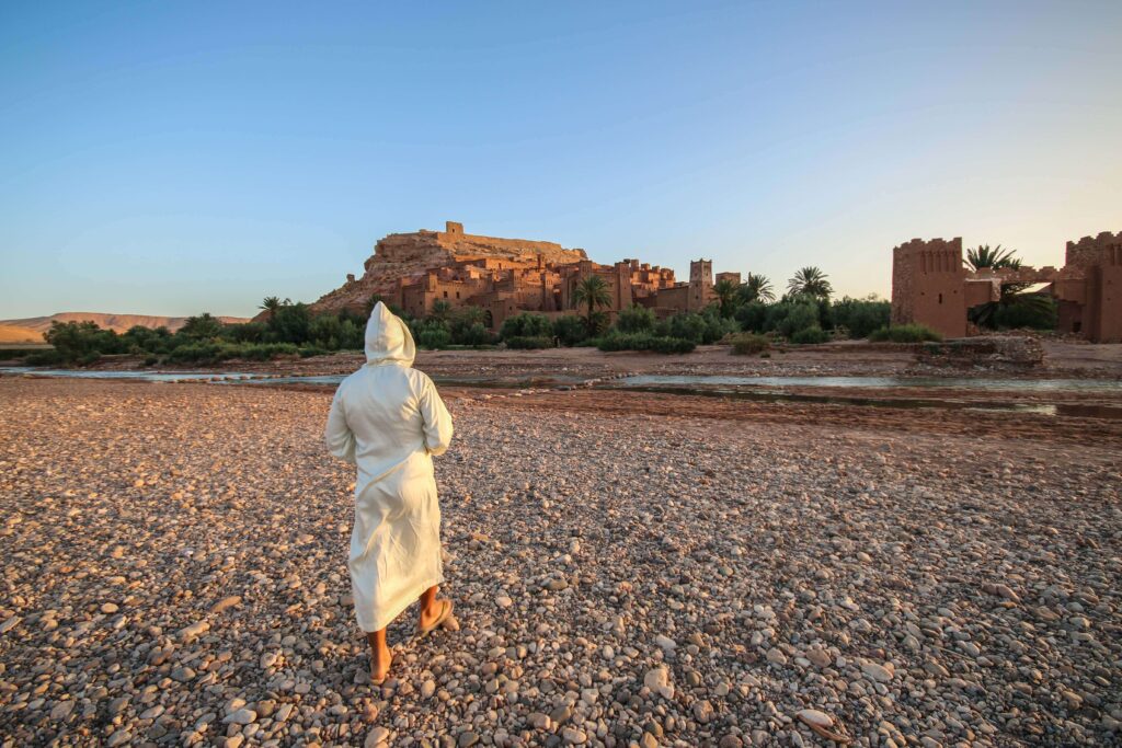 Morocco packing guide: A Moroccan man wearing a djellaba at Ait Benhaddou