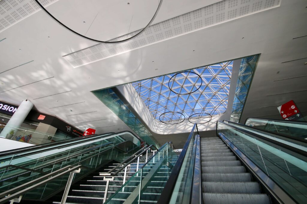 Stairs lead up to the impressive Casa Voyageurs railway station