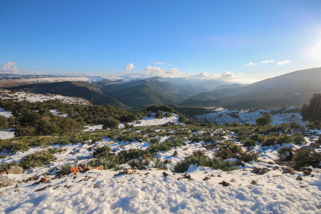 Morocco weather in January: Snow blankets the Atlas Mountains on a sunny winter's day