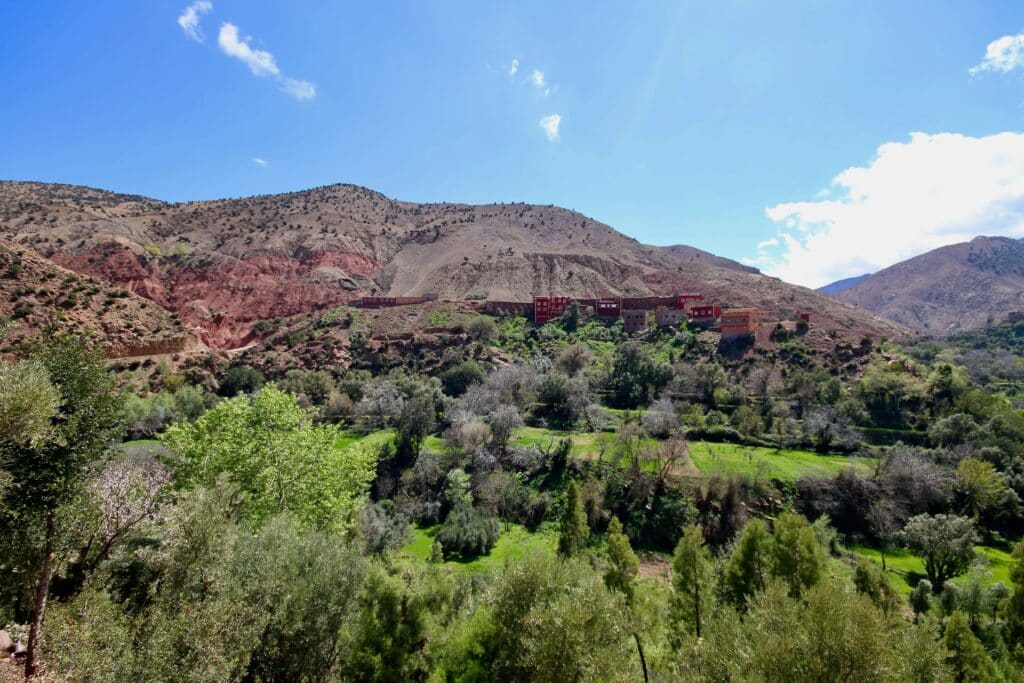 Sun bathes a traditional village in the Atlas Mountains of Morocco
