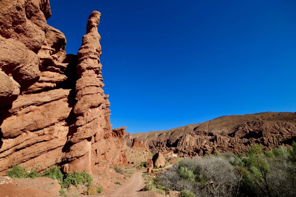 Spectacular rock formations in Dades Valley, a popular destination for solo road trips in Morocco