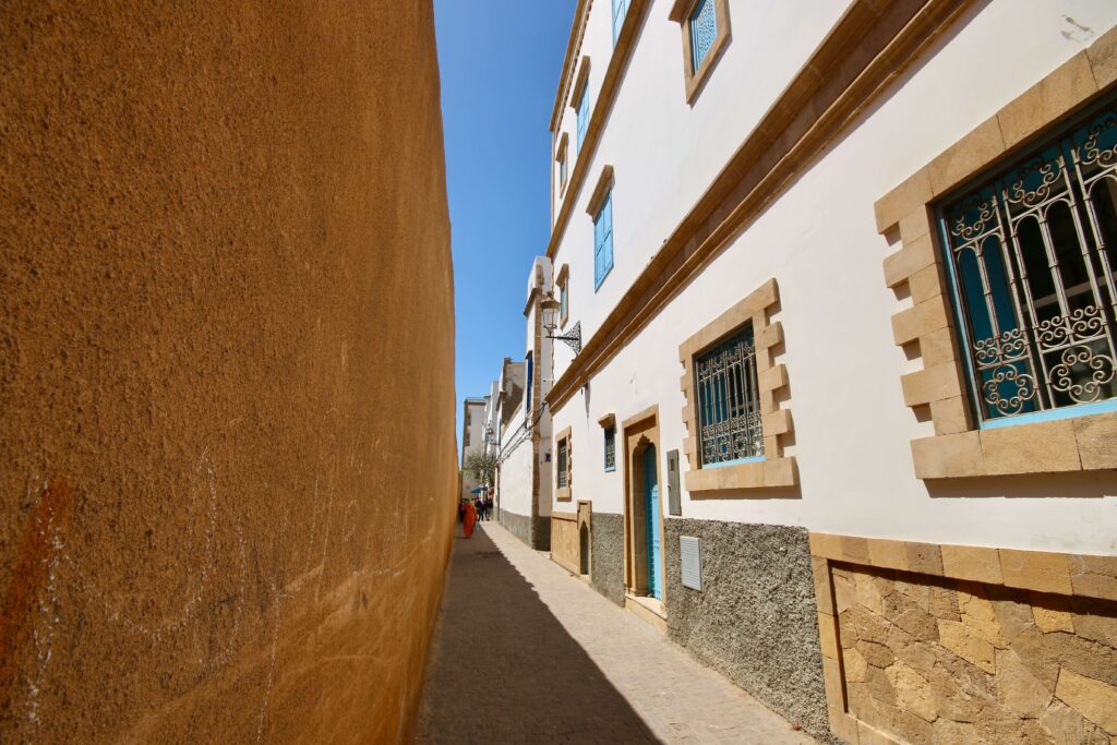 A narrow laneway in the medina of Essaouira, Morocco