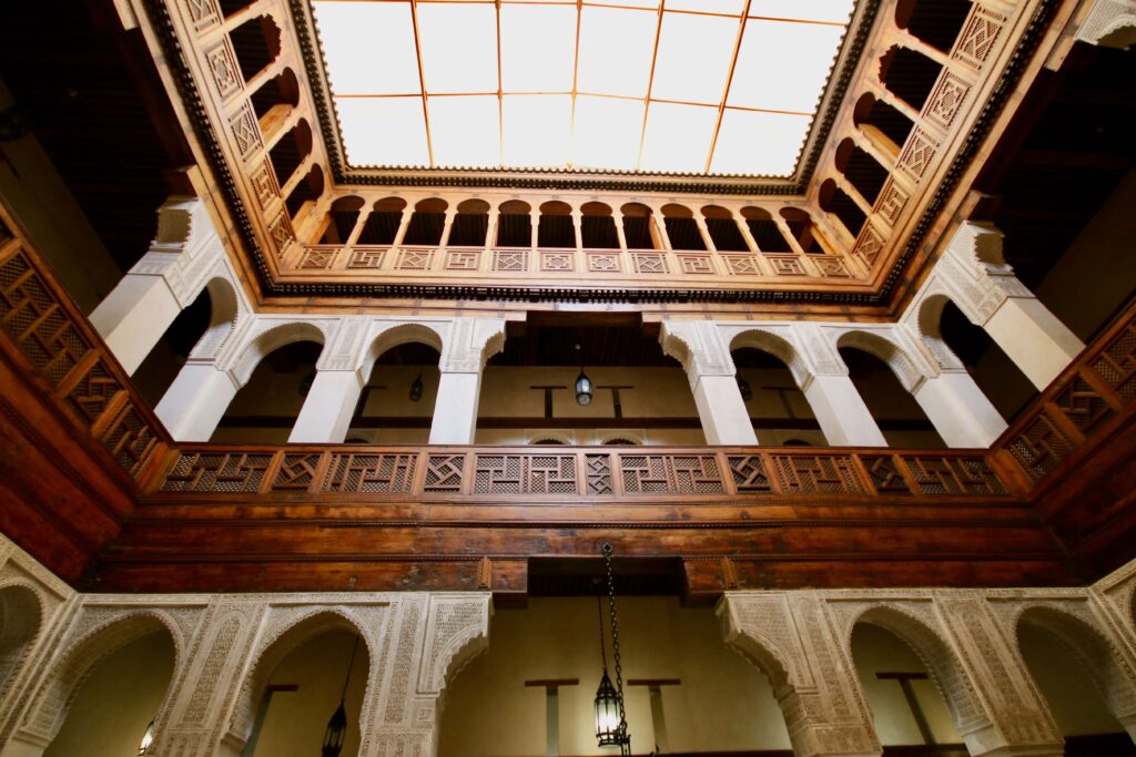 The interior courtyard of the Nejjarine Museum of Wooden Arts & Crafts in Fes