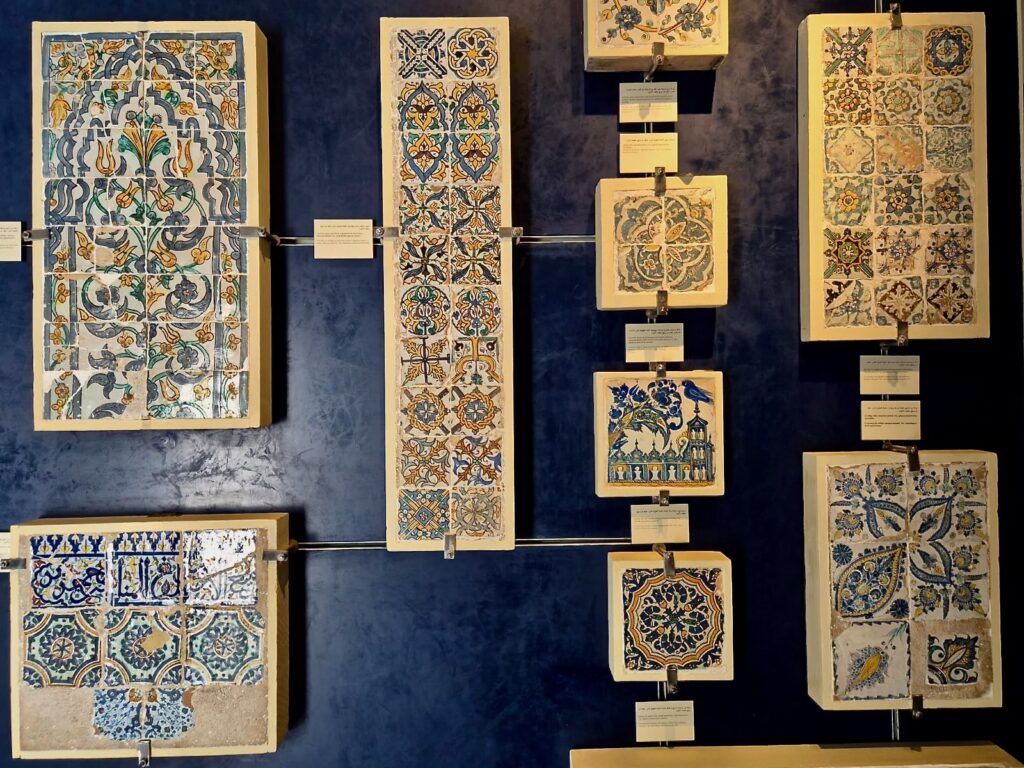 Solo travel Fes: Zellige tiles on display at the Dar Batha Museum of Islamic Arts
