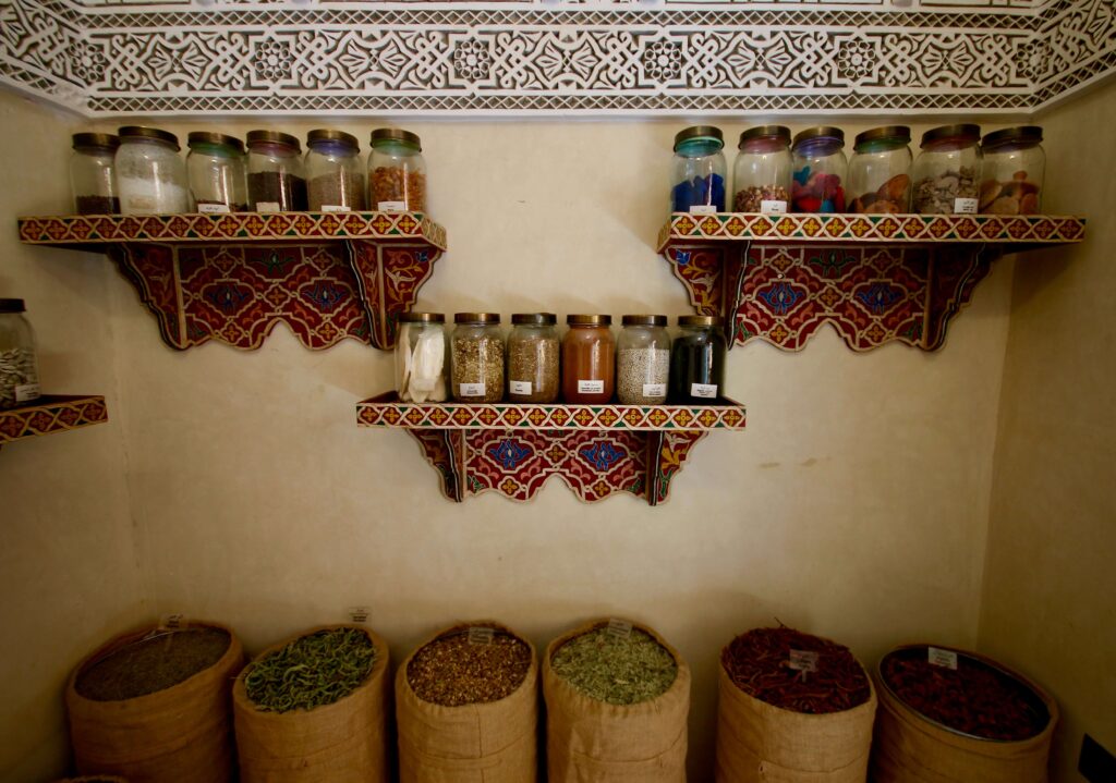 Spices on display at the Moroccan Museum of Culinary Arts in Marrakech