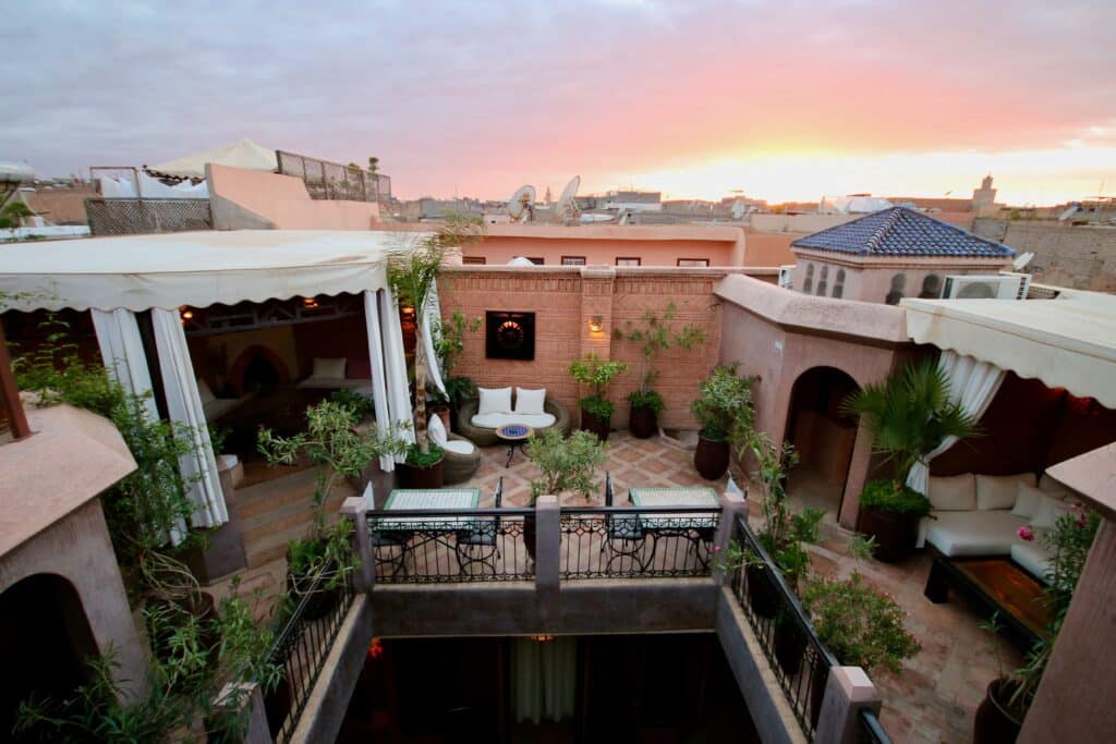 The rooftop terrace at Riad Livia in Marrakech