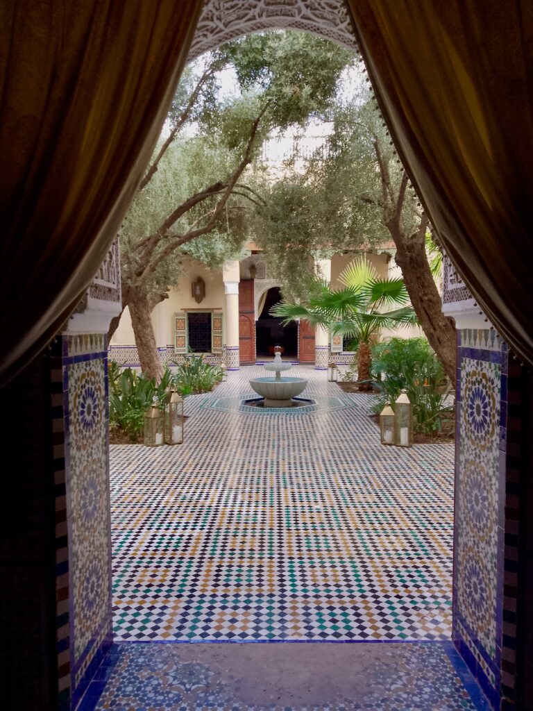 Looking into the courtyard of the Moroccan Culinary Arts Museum in Marrakech