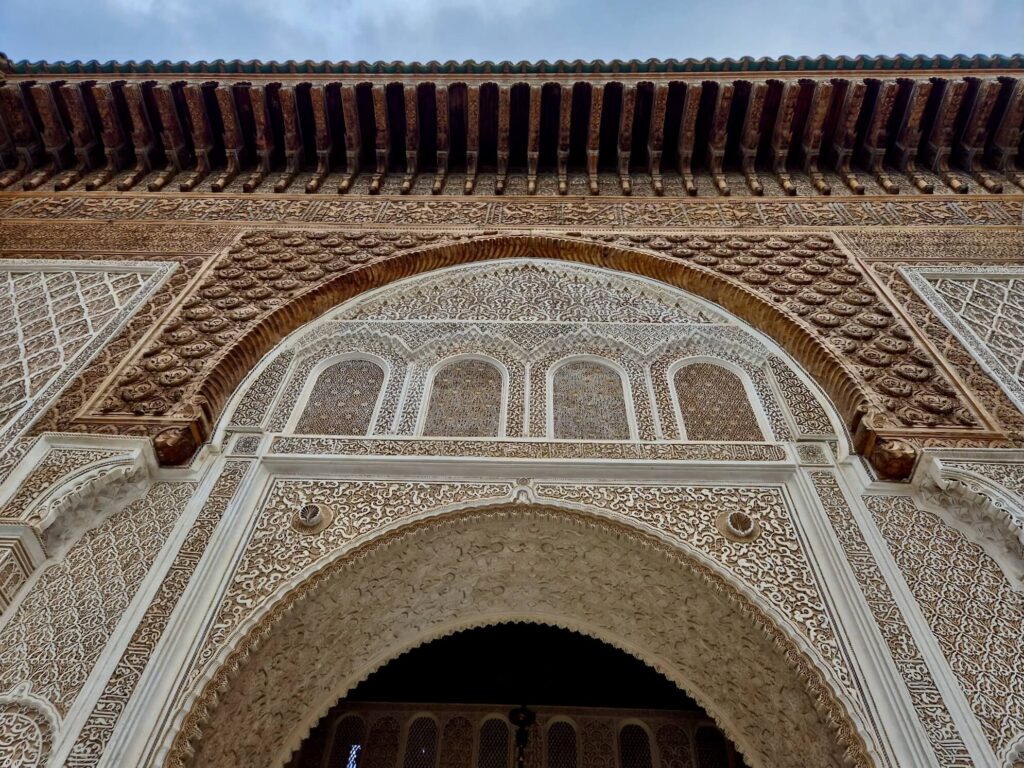 Intricate carvings decorate the Ben Youssef Madrasa in Marrakech