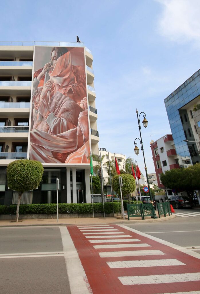 Best Moroccan cities for digital nomads: A mural on a building in a modern district of Rabat
