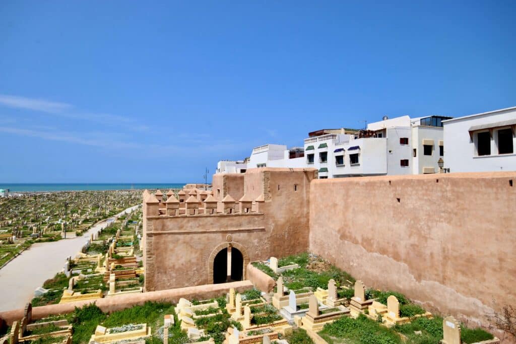 A cemetery beside the medina walls of Sale, Morocco