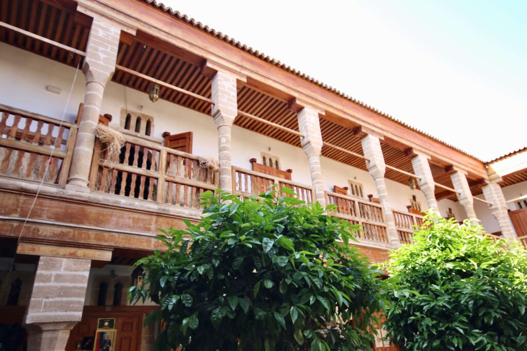 A historic funduq in Rabat that has been transformed into a market