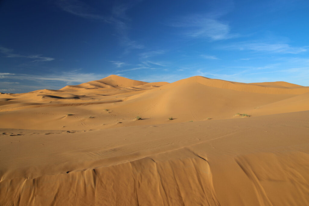 Golden dunes in the Sahara Desert - a popular destination for solo travel in Morocco