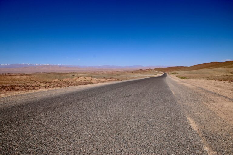 A newly paved road en route to the Sahara Desert in Morocco