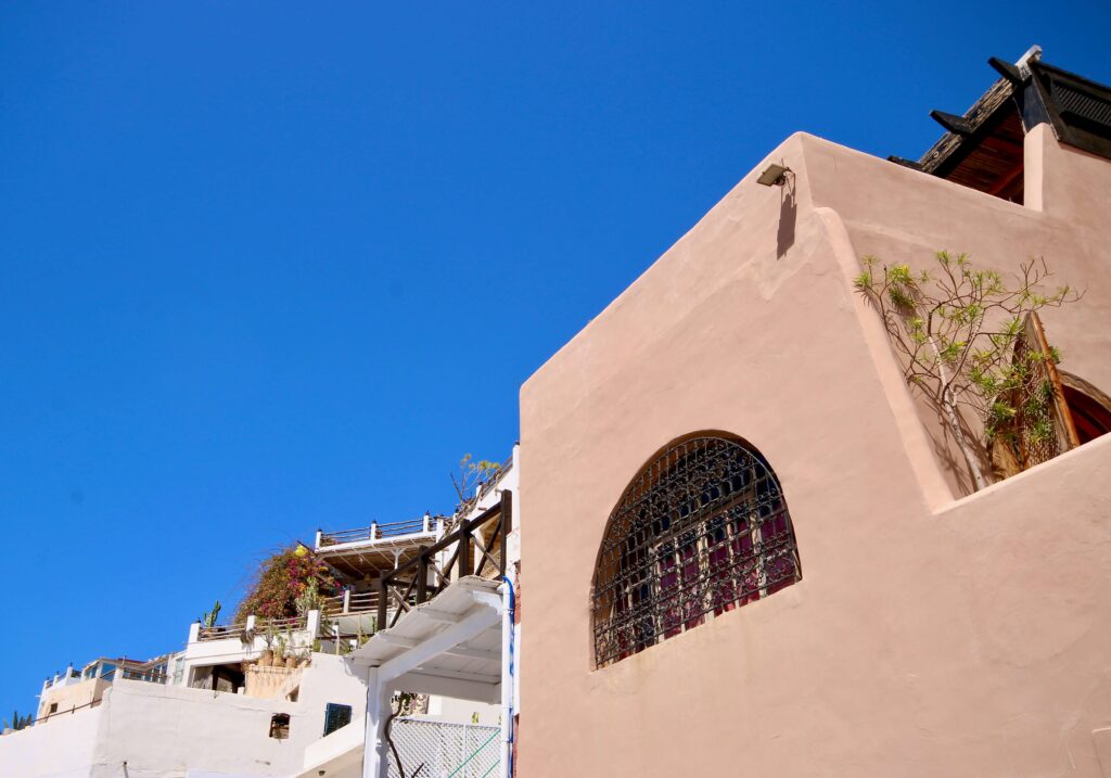 Is March a good time to visit Morocco? Apartment buildings overlooking a beach on the Atlantic coast