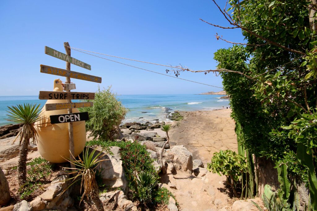 Morocco for digital nomads: A sign along a coastal trail near Agadir
