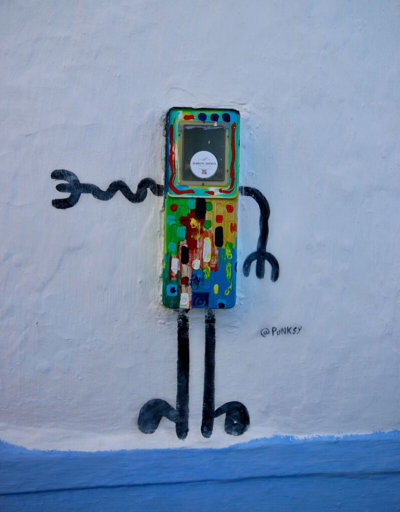 A painted electricity box by Punksy in Tangier