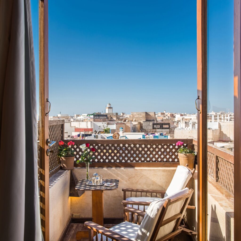 Views across Essaouira from the Panoramic Suite at Riad Chbanate