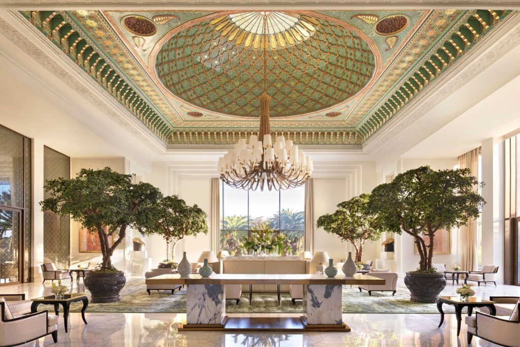 One of the lavish lounges at a luxury hotel in Rabat, Morocco