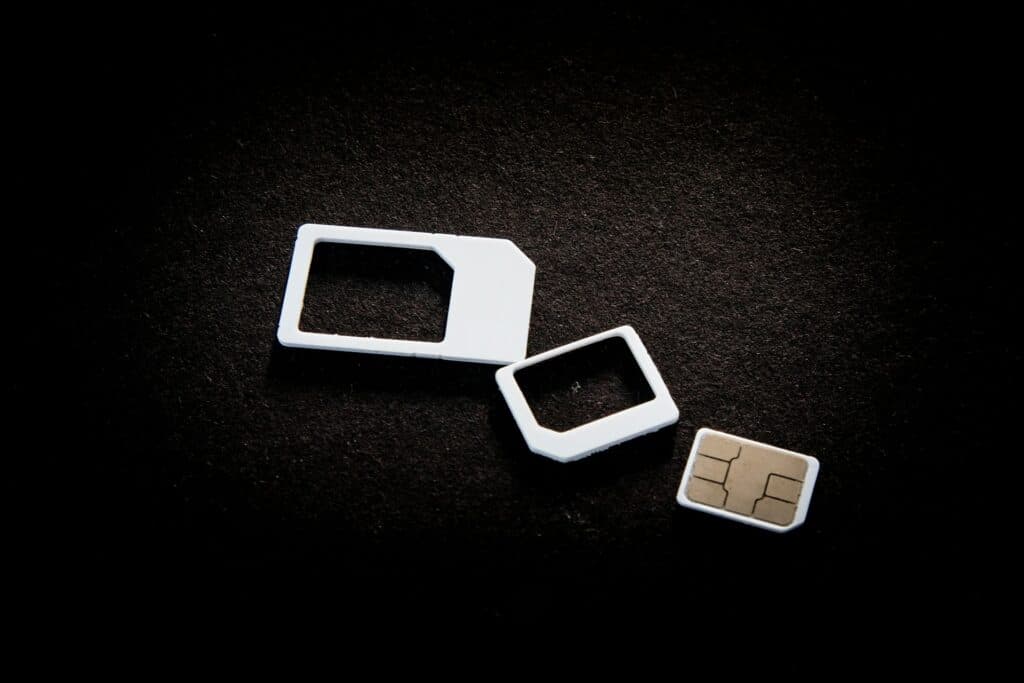 A sim card showing the change in sizes